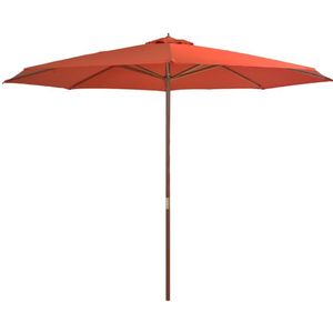 VidaXL Terracottakleurige Parasol Met Houten Paal - 350 cm