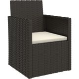 vidaXL 3-delige Loungeset met kussens poly rattan zwart