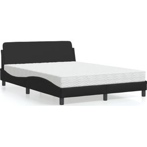 vidaXL Bed met matras kunstleer zwart 140x190 cm