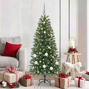 120 cm/150 cm, pop-up kerstboom met lichten en decoraties, opvouwbare decoratieve kerstboom met verlichting, voor kerstfeestdecoraties (150 cm - 5ft