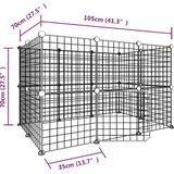 vidaXL Huisdierenkooi met deur 20 panelen 35x35 cm staal zwart