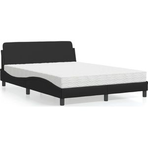 vidaXL Bed met matras kunstleer zwart 140x200 cm