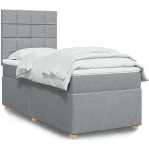 vidaXL Boxspring met matras stof lichtgrijs 90x200 cm