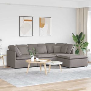 vidaXL Modulaire bank met voetenbank en kussens stof taupe