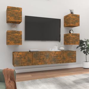 VidaXL-6-delige-Tv-meubelset-bewerkt-hout-gerookt-eikenkleurig