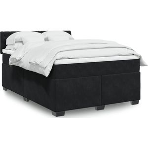 vidaXL - Boxspring - met - matras - fluweel - zwartx200 - cm