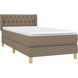 VidaXL Boxspring met Matras Stof Taupe 90x200 cm