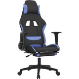 vidaXL Gamestoel met voetensteun stof zwart en blauw