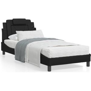 vidaXL Bed met matras kunstleer zwart 90x190 cm