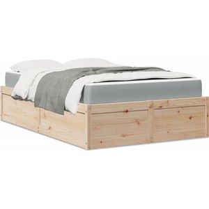 vidaXL Bed met matras massief grenenhout 120x190 cm