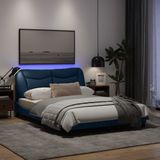 vidaXL Bedframe met LED-verlichting stof blauw 120x200 cm