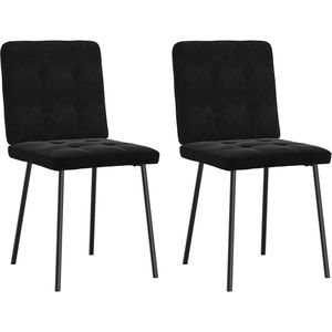 vidaXL - Eetkamerstoelen - 2 - st - fluweel - zwart