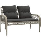 vidaXL 4-delige Loungeset met kussens poly rattan lichtgrijs