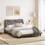 vidaXL Bedframe met hoofdbord stof taupe 140x190 cm