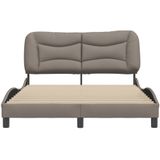 vidaXL Bedframe met hoofdbord stof taupe 140x190 cm