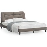 vidaXL Bedframe met hoofdbord stof taupe 140x190 cm