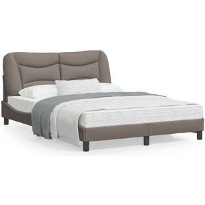 vidaXL Bedframe met hoofdbord stof taupe 140x190 cm