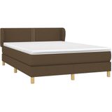 VidaXL Boxspring met Matras - Stof Donkerbruin - 140x190 cm