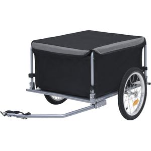 vidaXL Fietstrailer 65 kg zwart en grijs