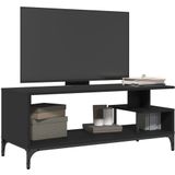 vidaXL Tv-meubel 102x40x41 cm bewerkt hout en gepoedercoat staal zwart