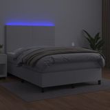 vidaXL Boxspring met matras en LED kunstleer wit 140x200 cm