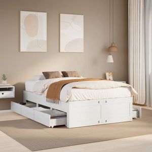vidaXL Bedframe zonder matras met lades grenenhout wit 120x190 cm