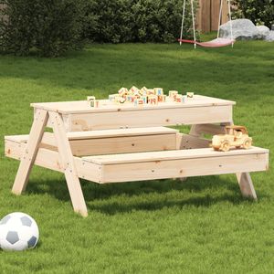 vidaXL Picknicktafel met zandbak voor kinderen massief grenenhout