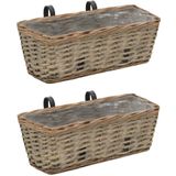 vidaXL Balkonbakken 2 st 40 cm wicker met PE-voering