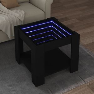 vidaXL Salontafel met LED 53x53x45 cm bewerkt hout zwart