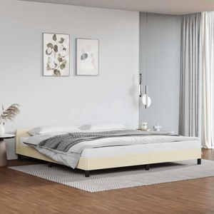 VidaXL Bedframe met Hoofdbord Kunstleer Crèmekleurig 200x200 cm