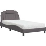 vidaXL Bed met matras kunstleer grijs 100x200 cm