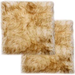 vidaXL-Stoelkussens-2-st-40x40-cm-echt-schapenvacht-gemêleerd-bruin