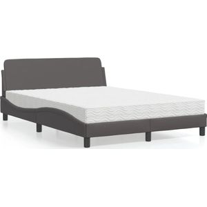vidaXL Bed met matras kunstleer grijs 140x190 cm