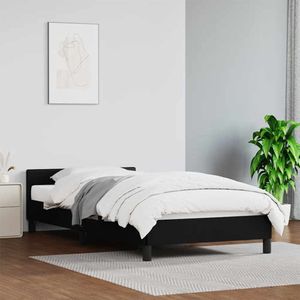 vidaXL Bedframe met hoofdeinde zonder matras 100x200 cm zwart