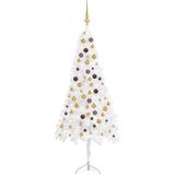 vidaXL Kunstkerstboom met LED's en kerstballen hoek 180 cm PVC wit