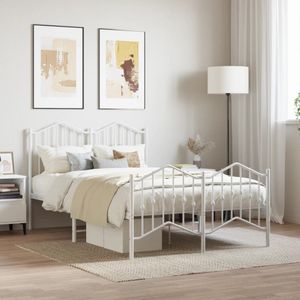 VidaXL-Bedframe-met-hoofd--en-voeteneinde Metaal-wit-120x200-cm