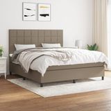 vidaXL Boxspring met matras stof taupe 160x200 cm