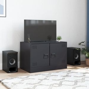 vidaXL Tv-meubel 67x39x44 cm staal zwart
