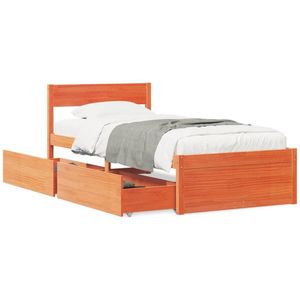 vidaXL Bedframe met lades massief grenenhout wasbruin 90x200 cm