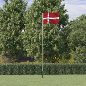 vidaXL Vlag met vlaggenmast Denemarken 5,55 m aluminium