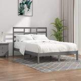 vidaXL Bedframe massief hout grijs 135x190 cm