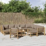 vidaXL 12-delige Loungeset met kussens bamboe taupe