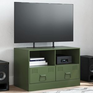 vidaXL Tv-meubel 67x39x44 cm staal olijfgroen