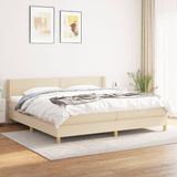 vidaXL Boxspring met matras stof crèmekleurig 200x200 cm