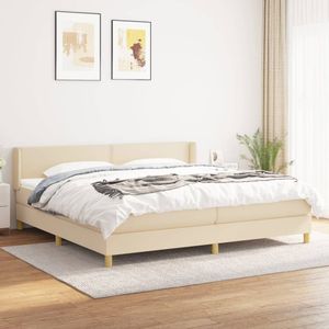 vidaXL Boxspring met matras stof crèmekleurig 200x200 cm