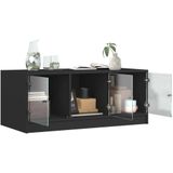 vidaXL Salontafel met glazen deuren 102x50x42 cm zwart