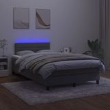 vidaXL Boxspring met matras en LED fluweel donkergrijs 120x200 cm