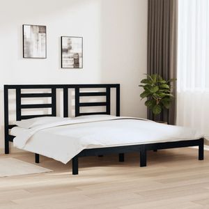 VidaXL Bedframe Massief Grenenhout Zwart 200x200 cm