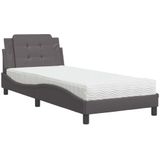 vidaXL Bed met matras kunstleer grijs 100x200 cm