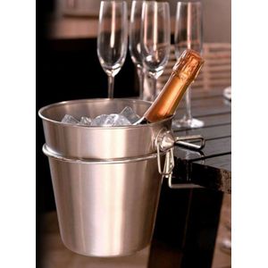 RVS champagnekoeler/ijsemmer met houder voor aanrecht of tafel - 3 liter - 22 x 22 cm
